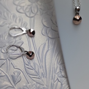 Set din argint cu cristal Swarovski Rose Gold 6mm - bijuterii - seturi de bijuterii - Artynos.ro