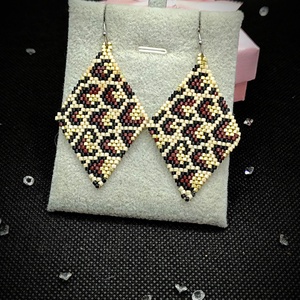 Cercei romb Animal Print Myiuki , Bijuterii, Cercei, Cercei agățați, Împletituri, broderie cu mărgele, ARTYNOS
