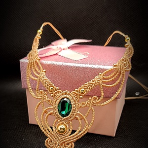 Colier Cristal Micro Macrame  - bijuterii - coliere - colier y - Artynos.ro