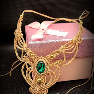 Colier Cristal Micro Macrame  - bijuterii - coliere - colier y - Artynos.ro