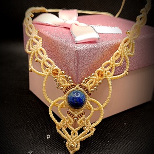 Colier Micro Macrame Piatra Semiprețioasa Azurit - Artynos.ro
