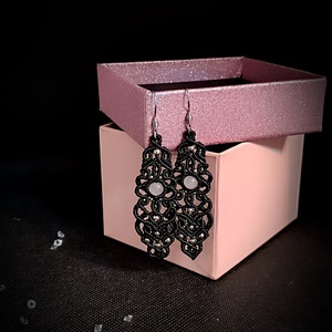 Cercei micro macrame cu cristale  Cuart  - Artynos.ro