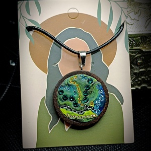 Pandantiv lemn cristale Swarovski , Bijuterii, Coliere, Coliere cu pandantive, Ceramică, Confecționarea bijuteriilor, ARTYNOS
