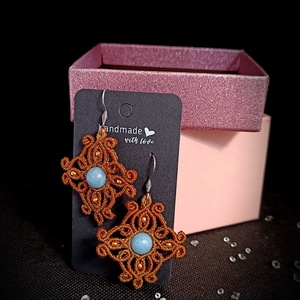 Cercei micro macrame cu acvamarin  - Artynos.ro