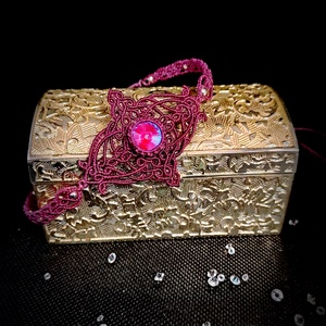 Colier micromacrame violet cu cristal Swarovski  - bijuterii - coliere - coliere cu multiple șiruri - Artynos.ro