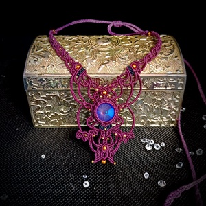 Colier Delicat Micromacrame Bohemian Cu Cristal Swarovski  - bijuterii - coliere - colier y - Artynos.ro