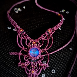 Colier Delicat Micromacrame Bohemian Cu Cristal Swarovski  - bijuterii - coliere - colier y - Artynos.ro