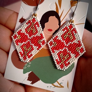 Cercei floral broderie margele Myiuki  - bijuterii - cercei - cercei agățați - Artynos.ro