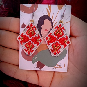 Cercei floral broderie margele Myiuki  - bijuterii - cercei - cercei agățați - Artynos.ro