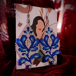 Cercei floral broderie margele Myiuki Delica  - bijuterii - cercei - cercei agățați - Artynos.ro