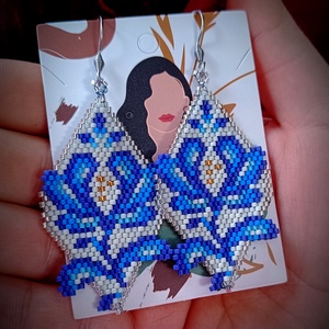 Cercei floral broderie margele Myiuki Delica  - bijuterii - cercei - cercei agățați - Artynos.ro