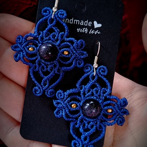 Cercei Micromacrame Cu Cristal Piatra Soarelui  - bijuterii - cercei - cercei candelabru - Artynos.ro