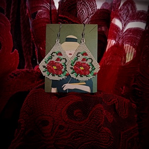 Cercei Floral Broderie Margele Myiuki  - bijuterii - cercei - cercei drop - Artynos.ro