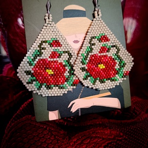 Cercei Floral Broderie Margele Myiuki  - bijuterii - cercei - cercei drop - Artynos.ro
