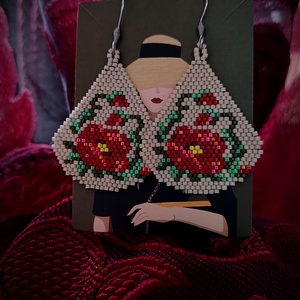 Cercei Floral Broderie Margele Myiuki  - bijuterii - cercei - cercei drop - Artynos.ro