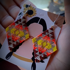 Cercei broderie margele Myiuki Delica  - bijuterii - cercei - cercei agățați - Artynos.ro