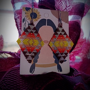 Cercei broderie margele Myiuki Delica  - bijuterii - cercei - cercei agățați - Artynos.ro