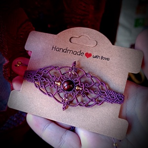 Brățară micromacrame cu cristal Ochi de Tigru , Bijuterii, Brățări, Brățară împletită, brățară din fire, Împletitură, Înnoda, ARTYNOS