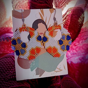 Cercei floral rotunzi broderie mărgele  - bijuterii - cercei - cercei agățați - Artynos.ro
