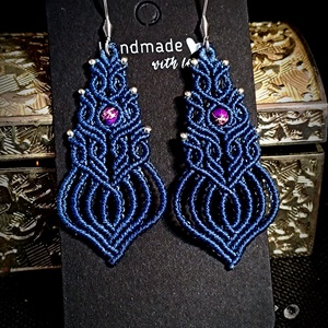 Cercei albastru micromacrame Jasp - bijuterii - cercei - cercei agățați - Artynos.ro