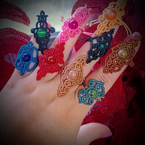 Inele Boho Micromacrame Cu Piatra Semiprețioasa , Bijuterii, Inele, Inele de piatră, Înnoda, Împletitură, ARTYNOS