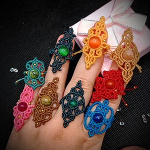 Inele Boho Micromacrame Cu Piatra Semiprețioasa  - bijuterii - inele - inele de piatră - Artynos.ro