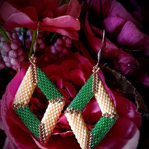 Cercei Diamond 3D Mărgele Myiuki Delica  - bijuterii - cercei - cercei drop - Artynos.ro