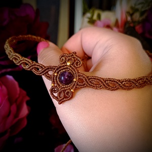 Colier Choker Micromacrame Cu Ametist  - bijuterii - coliere - coliere cu mărgele - Artynos.ro