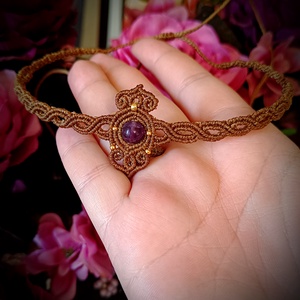 Colier Choker Micromacrame Cu Ametist  - bijuterii - coliere - coliere cu mărgele - Artynos.ro
