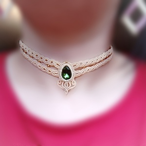 Choker colier macrame cu cristal Swarovski  - bijuterii - coliere - coliere statement - Artynos.ro