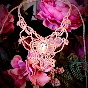 Colier boho macrame cu cristal Swarovski  - bijuterii - coliere - colier y - Artynos.ro