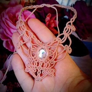 Colier boho macrame cu cristal Swarovski  - bijuterii - coliere - colier y - Artynos.ro