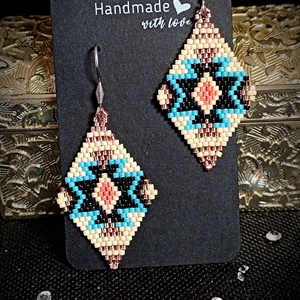 Cercei tribal broderie margele Myiuki  - bijuterii - cercei - cercei agățați - Artynos.ro
