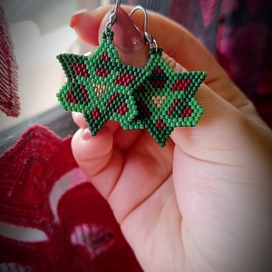Cercei nod celtic broderie mărgele Myiuki  - bijuterii - cercei - cercei agățați - Artynos.ro