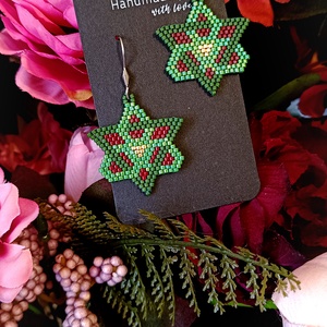 Cercei nod celtic broderie mărgele Myiuki  - bijuterii - cercei - cercei agățați - Artynos.ro