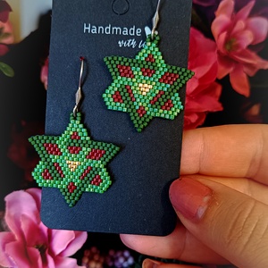 Cercei nod celtic broderie mărgele Myiuki  - bijuterii - cercei - cercei agățați - Artynos.ro
