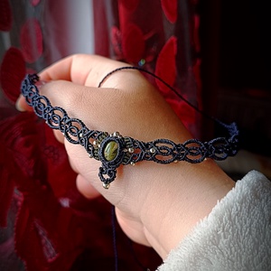 Choker minimalist macrame cu cristal Unakite  - bijuterii - coliere - coliere fără pandative - Artynos.ro