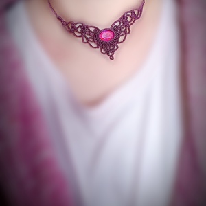 Colier delicat  magenta micromacrame cu cristal Preciosa - bijuterii - coliere - colier y - Artynos.ro