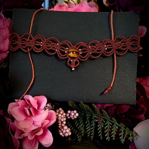 Colier choker micromacrame cu ochi de tigru  - Artynos.ro