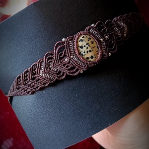 Brățară micromacrame unisex cu Jasp Dalmațian  - bijuterii - brățări - brățară împletită, brățară din fire - Artynos.ro