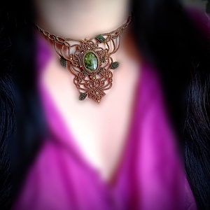 Colier pădure macrame cu cristal Unakite - bijuterii - coliere - colier y - Artynos.ro