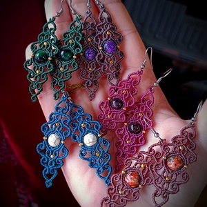 Cercei macrame cu cristal natural  - bijuterii - cercei - cercei agățați - Artynos.ro