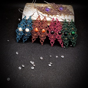 Cercei macrame cu cristal natural  - Artynos.ro