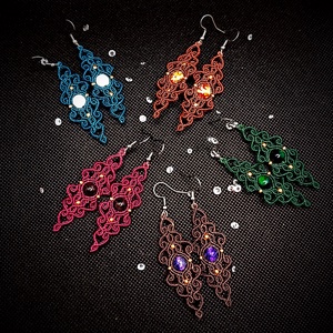 Cercei macrame cu cristal natural  - bijuterii - cercei - cercei agățați - Artynos.ro