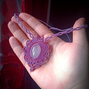 Colier macrame amuleta cu Cuart  - bijuterii - coliere - colier y - Artynos.ro