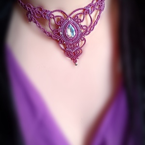 Colier violet elegant micromacrame  - Artynos.ro