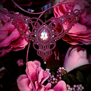 Colier violet elegant micromacrame  - bijuterii - coliere - colier y - Artynos.ro