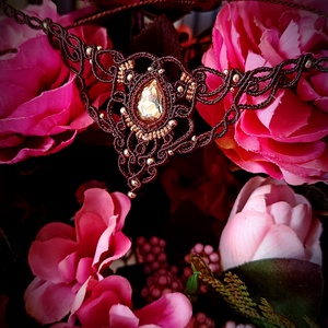 Colier elegant cristal picatura micromacrame  - bijuterii - coliere - colier y - Artynos.ro