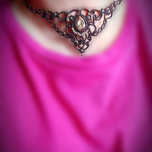 Colier elegant cristal picatura micromacrame  - bijuterii - coliere - colier y - Artynos.ro