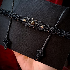 Choker micromacrame cu pirita si bilute , Bijuterii, Coliere, Chockere, Impletitura, ARTYNOS